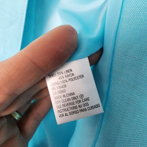 Tahari Linen Rayon Blazer Jacket Blue Size 6P - Picture 8 of 11